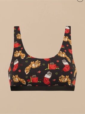 MeUndies Black Cat & Gift Print Scoop Bralette